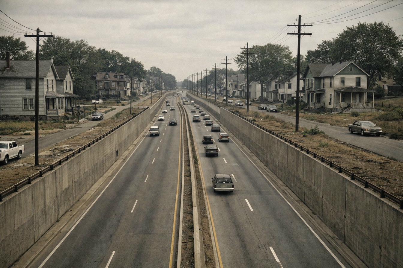Freeway cut through a Black neighborhood