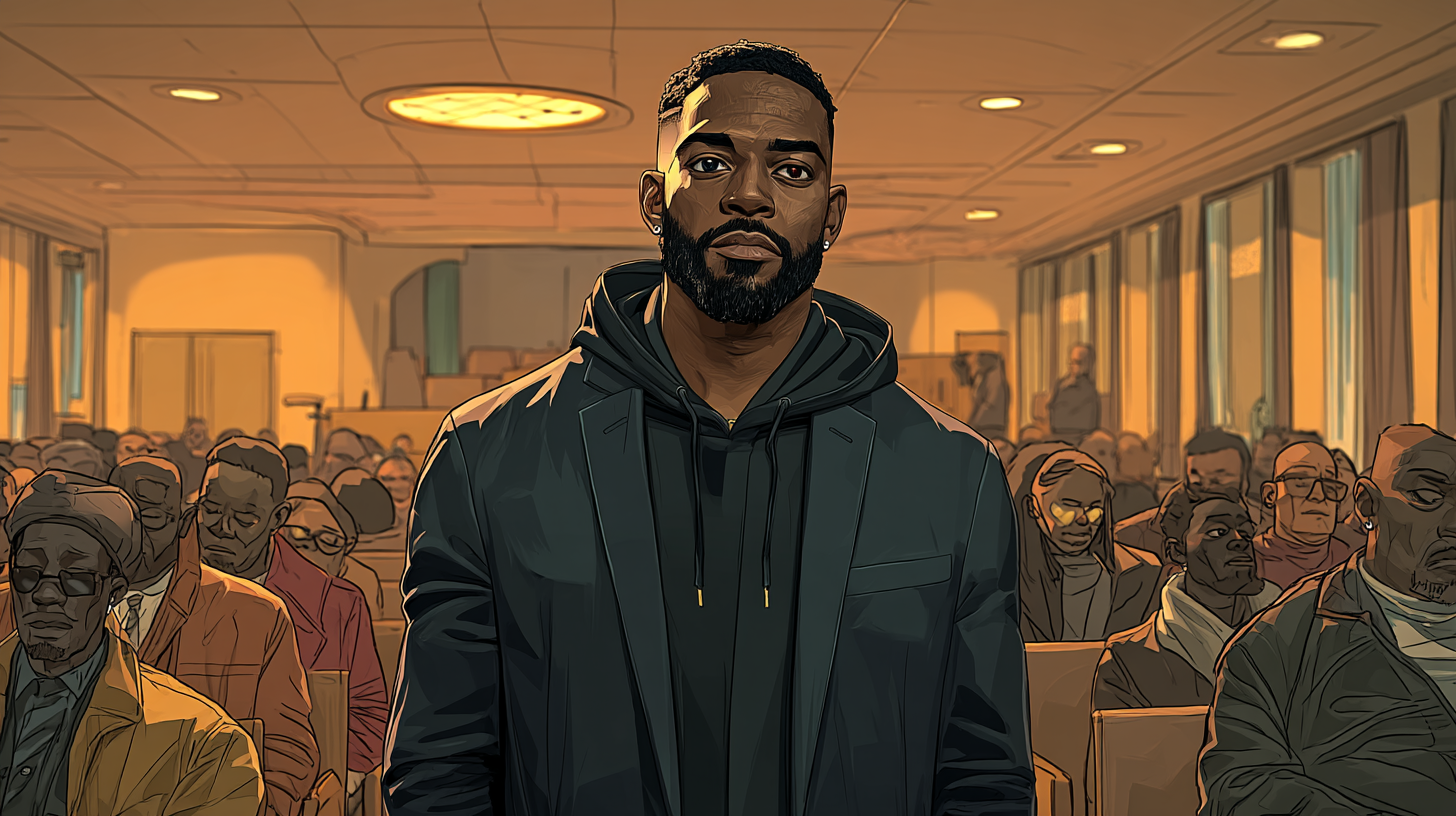 Robin Whitaker stands at the front of the fellowship hall, mid-sentence, the whole room turned toward him